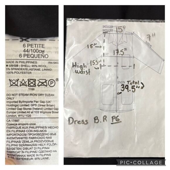 New Banana Republic Lightweight Wool Sheath Dress Black VNeck Midi Classic Sz 6P - Picture 8 of 8